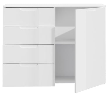 Sienna High Gloss White 1 Door 4 Drawer Chest