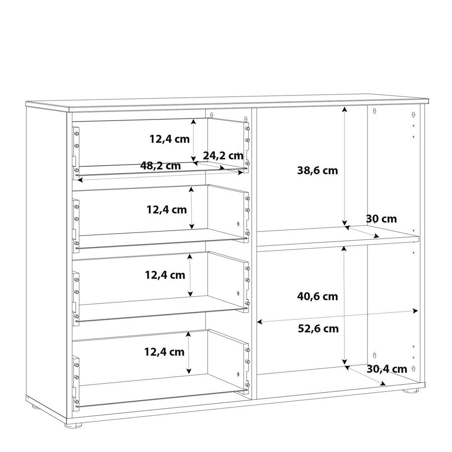 Sienna High Gloss White 1 Door 4 Drawer Chest