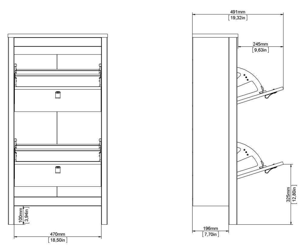 Madrid 2 Flip Down Door Shoe Cabinet