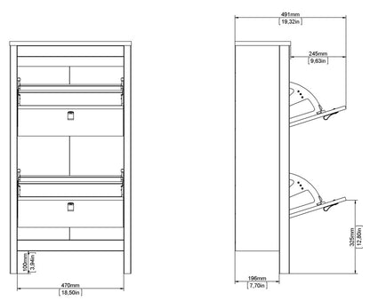 Madrid 2 Flip Down Door Shoe Cabinet