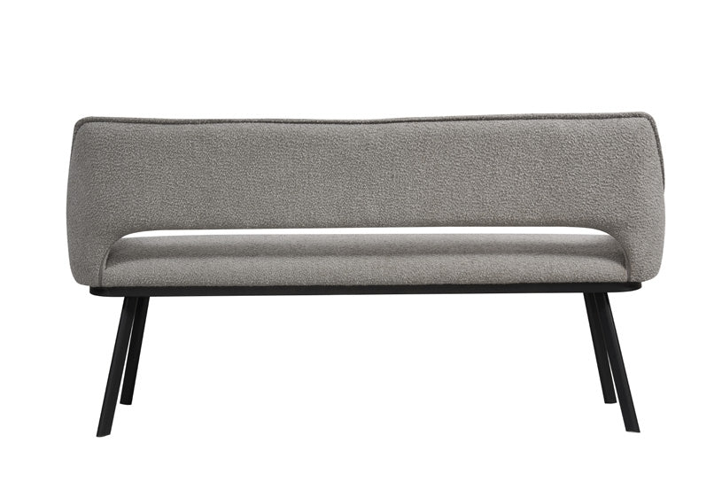 Light Grey Fabric Dining Bench with Back