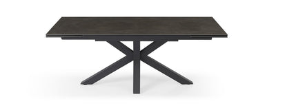 Sintered Stone Ceramic Solid Black Base Extending Dining Table