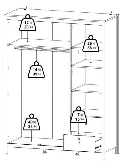 Madrid 2 Door 1 Mirror Door 2 Drawer Wardrobe