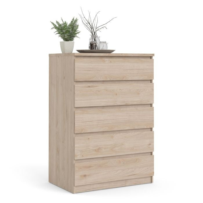 Naia Chest of 5 Drawer in White High Gloss