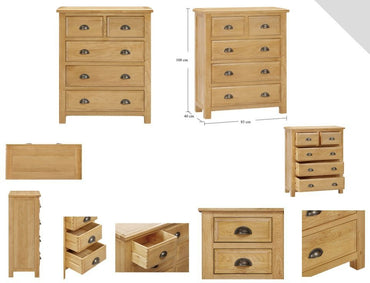 Lugan Oak 2+3 Drawer Chest