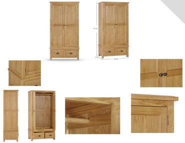 Lugano Oak 2 Door 2 Drawer Double Wardrobe