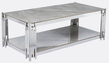 Belini Glass and Stainless Steel Coffee Table