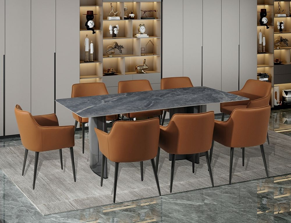 Campania Grey Sintered Stone 8 Seater Dining Table