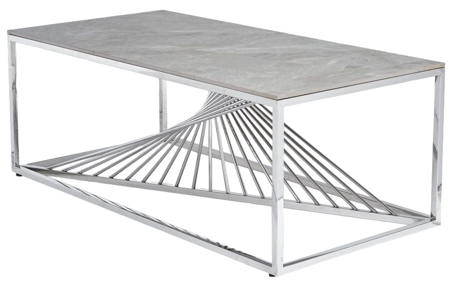 Calabria Glass and Stainless Steel Coffee Table