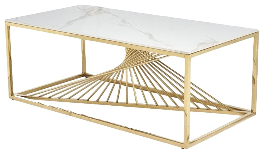 Calabria Glass and Stainless Steel Coffee Table