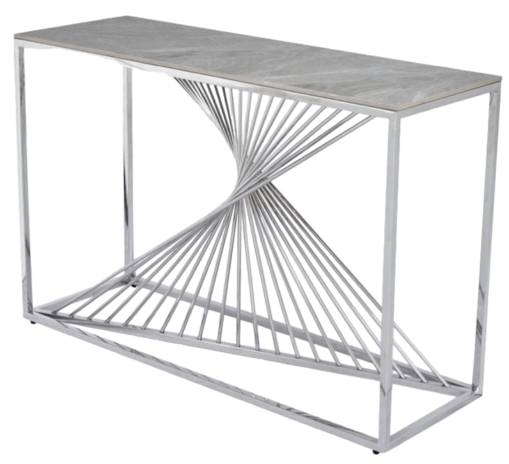 Calabria Glass and Stainless Steel Console Table