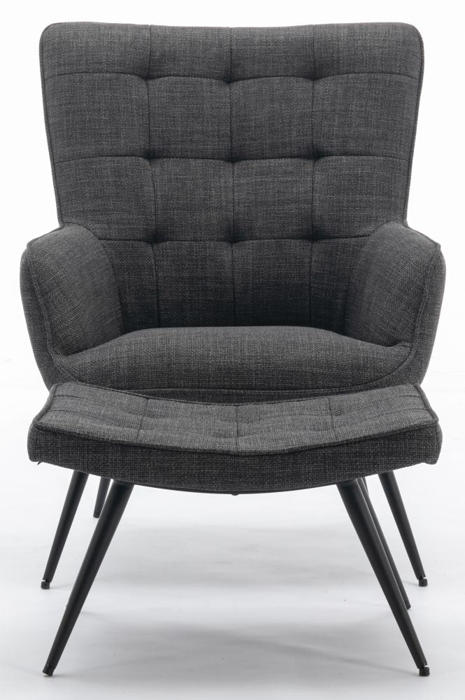 Katelyn Fabric Accent Chair and Stool - Comes in Charcoal Grey , Denim Blue and Moss Green Options