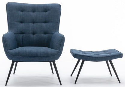 Katelyn Fabric Accent Chair and Stool - Comes in Charcoal Grey , Denim Blue and Moss Green Options