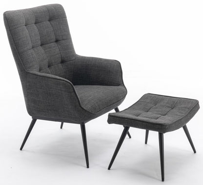 Katelyn Fabric Accent Chair and Stool - Comes in Charcoal Grey , Denim Blue and Moss Green Options