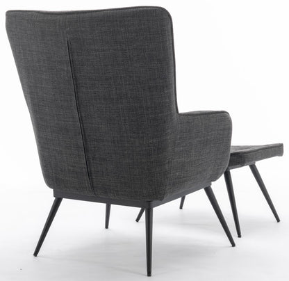 Katelyn Fabric Accent Chair and Stool - Comes in Charcoal Grey , Denim Blue and Moss Green Options