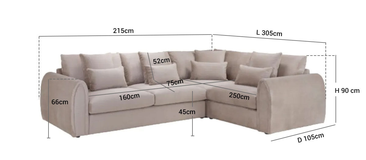 Mirabel Mocha Left Hand Facing Corner Sofa