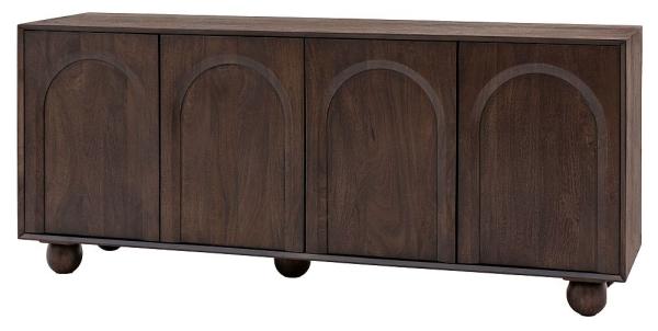 Arc Dark Mango Wood Large Sideboard - 4 Doors