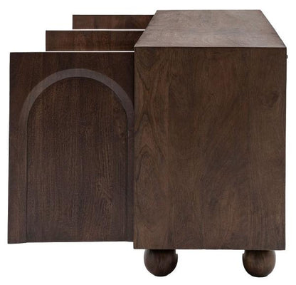 Arc Dark Mango Wood Large Sideboard - 4 Doors