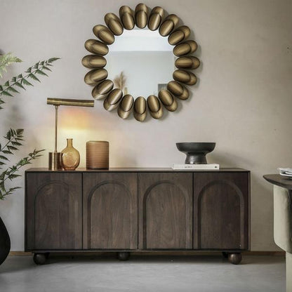 Arc Dark Mango Wood Large Sideboard - 4 Doors