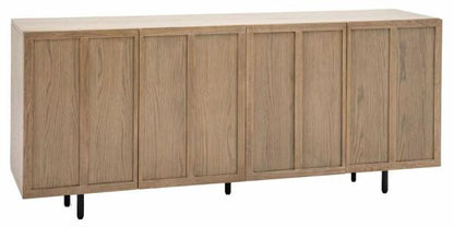 Panelled Grey Washed Oak Large Sideboard - 4 Doors