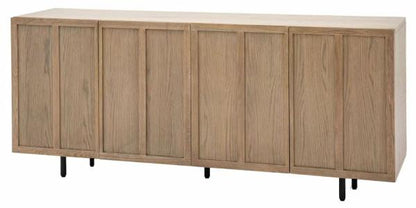 Panelled Grey Washed Oak Large Sideboard - 4 Doors