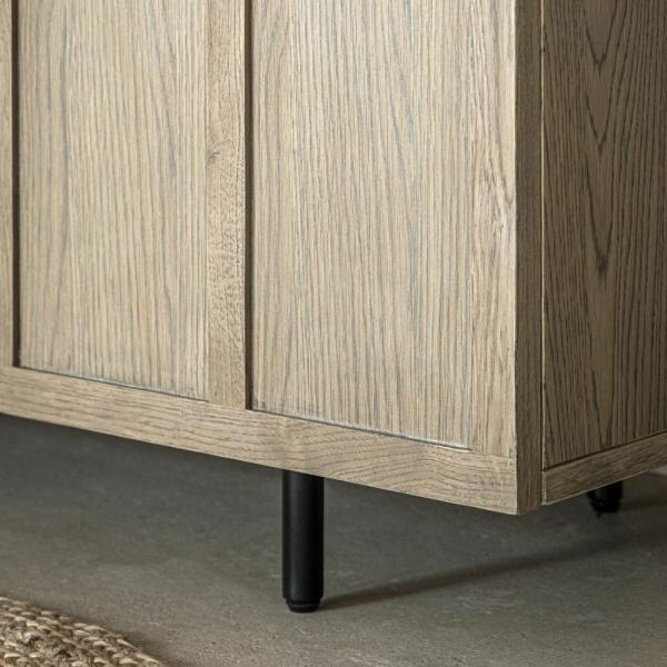 Panelled Grey Washed Oak Large Sideboard - 4 Doors