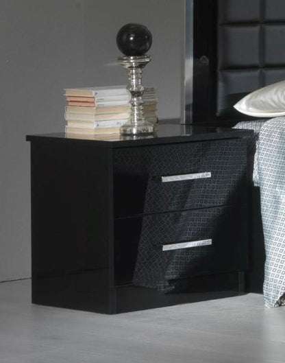 Ambra Black Italian 2 Drawer Bedside Cabinet