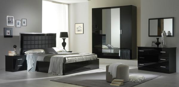 Ambra Black Italian 2 Drawer Bedside Cabinet