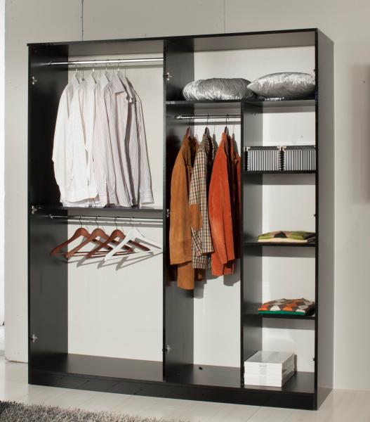 Ambra Black Italian 4 Door Wardrobe