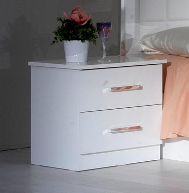 Ambra White Italian 2 Drawer Bedside Cabinet