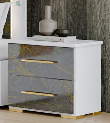 Dalia Grey Italian 2 Drawer Bedside Cabinet