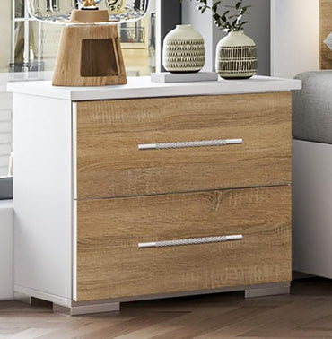 Dalia Light Oak Italian 2 Drawer Bedside Cabinet