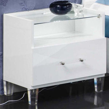 Cristal White Italian Marble 1 Drawer Bedside Cabinet