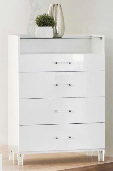 Cristal White Italian Marble 4 Drawer Tall Chest