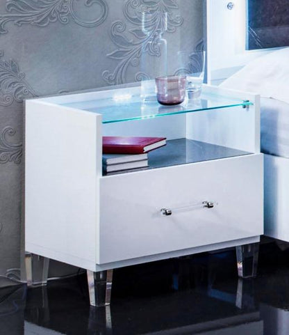 Cristal Grey Italian Marble 1 Drawer Bedside Cabinet