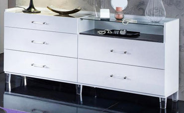 Cristal Grey Italian Marble 6 Drawer Dresser