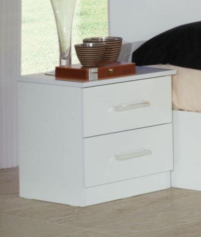 Simona White Italian 2 Drawer Bedside Cabinet