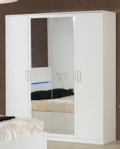 Simona White Italian 4 Door Wardrobe