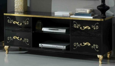 Sofia Black Italian 4 Drawer Plasma TV Unit