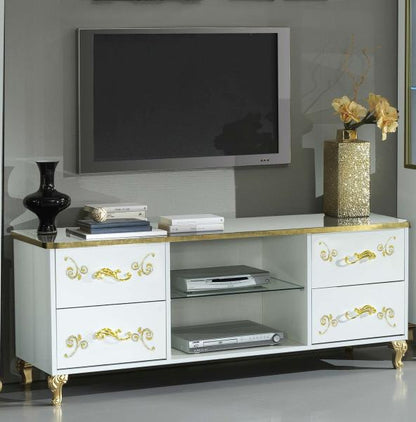 Sofia White Italian 4 Drawer Plasma TV Unit