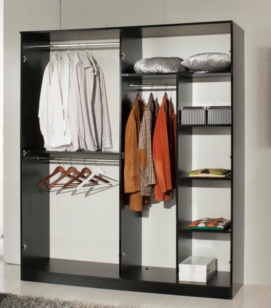 Elegance Black Italian 4 Door Wardrobe