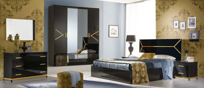 Elegance Black Italian 4 Door Wardrobe