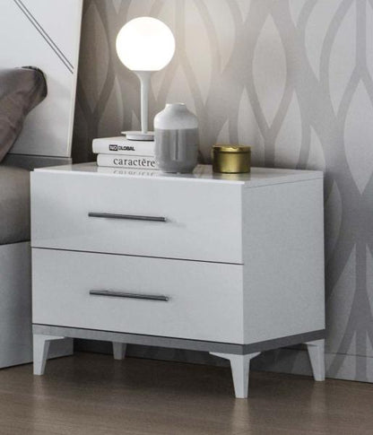 Elegance White Italian 2 Drawer Bedside Cabinet