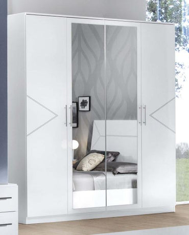 Elegance White Italian 4 Door Wardrobe