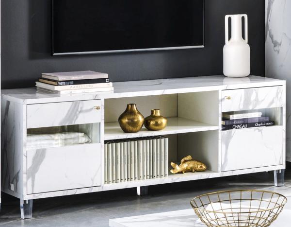 Vittoria White Italian 2 Door Plasma TV Stand