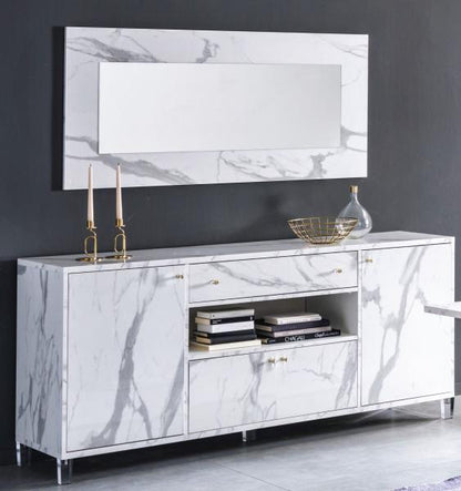 Vittoria White Italian 4 Door Sideboard and Mirror