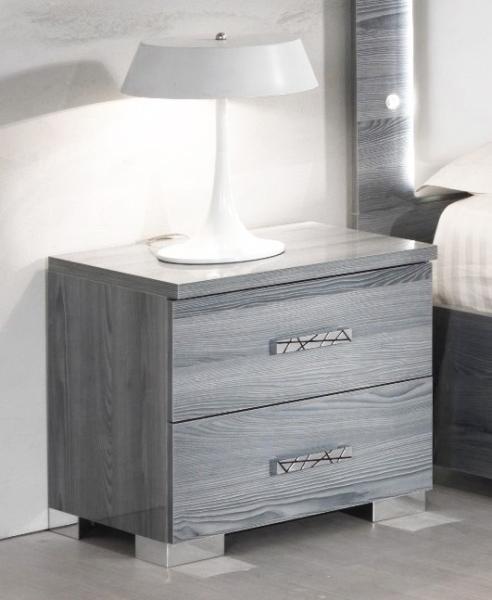 Nicole Grey Italian 2 Drawer Bedside Cabinet