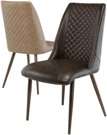 Amber Dark Brown Faux Leather Dining Chair (Sold in Pairs)