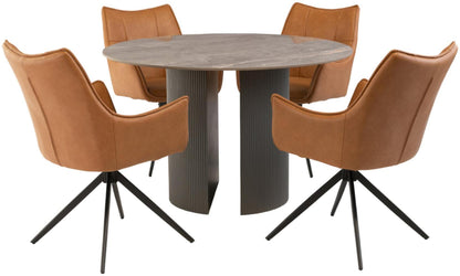 Bossini Dark Grey 4 Seater Round Dining Table