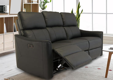 Claudia Black Leather 3 Seater Electric Recliner Sofa